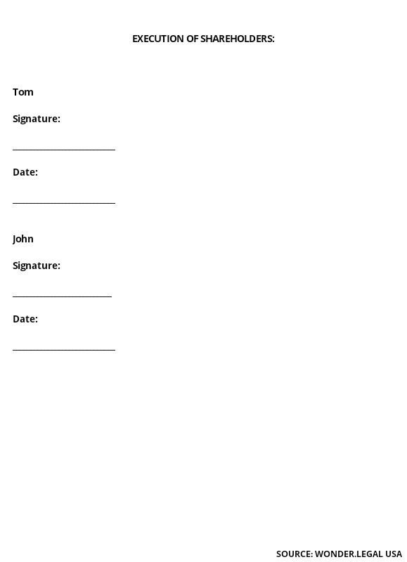 Shareholder Agreement Template Last